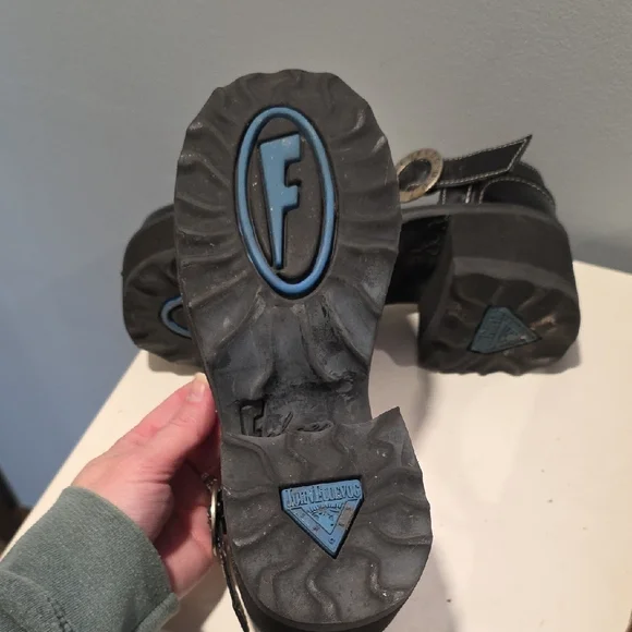 VINTAGE John Fluevog Black Leather Mary Jane Platform Heels with White Stitching - Picture 11 of 15